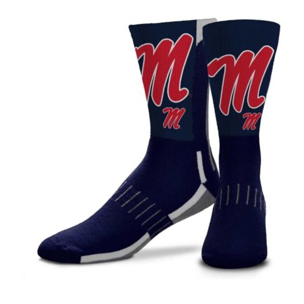 Mississippi Ole Miss Rebels NCAA Crew socks Size Medium Blue New